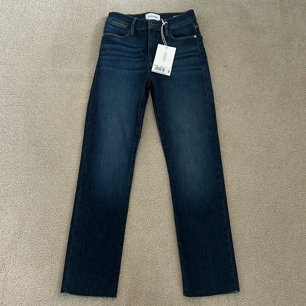 Frame Le high straight jeans raw edge
